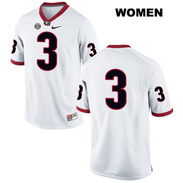 Georgia Bulldogs Women's Tyson Campbell #3 NCAA No Name Authentic White Nike Stitched College Football Jersey XYZ2356YL